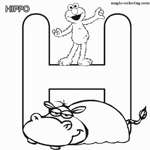 Sesame Street Hippo Coloring Image for letter 