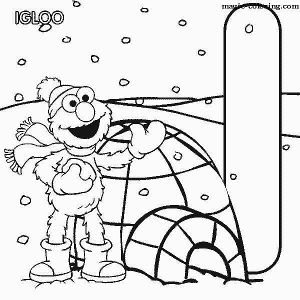 Sesame Street Igloo Coloring Image for letter 