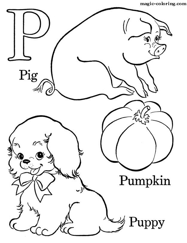 P for Pig, Pumpkin and Puppy