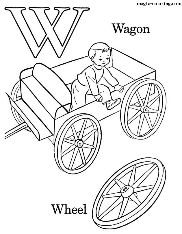 W for Wagon and Wheel