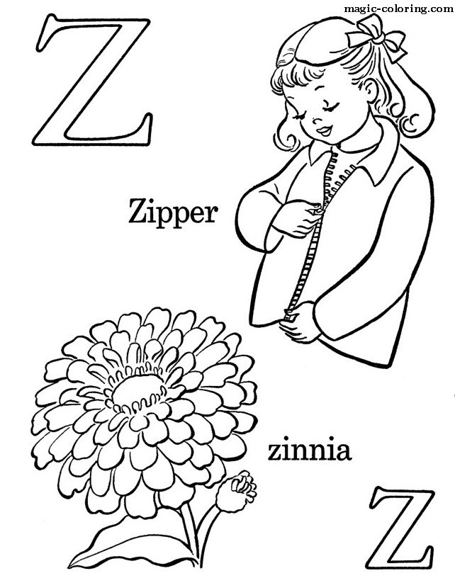 Magic Coloring Z For Zipper And Zinnia Coloring Page For