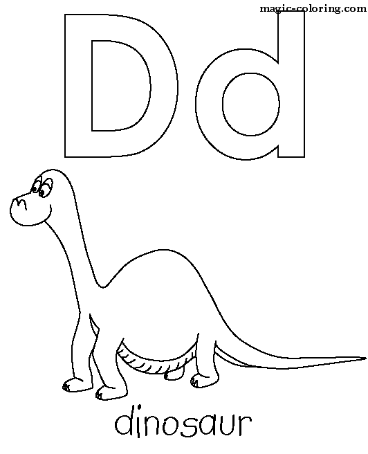Magic Coloring - D for Dinosaur - Coloring Page for letter 