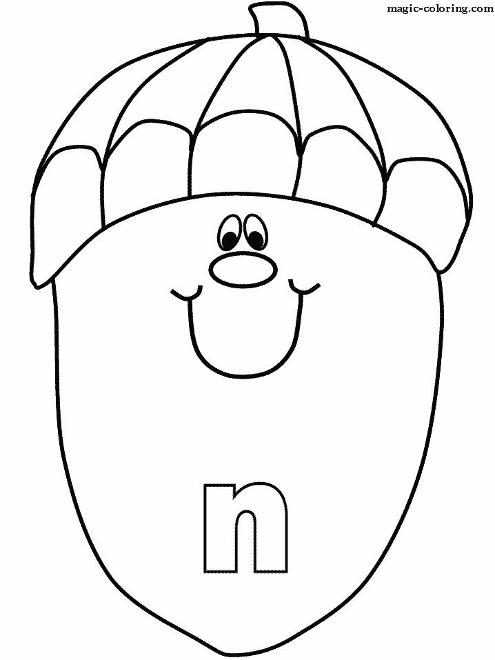 Magic Coloring N For Smiling Nut Coloring Page For Letter N