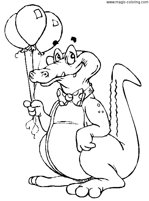 Birthday Crocodile With Baloons