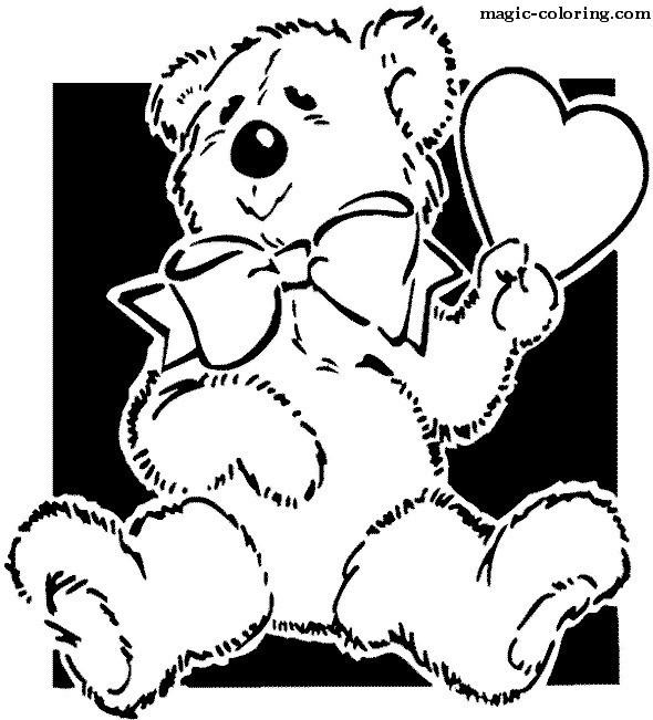 Teddy Bear with Bow and Heart