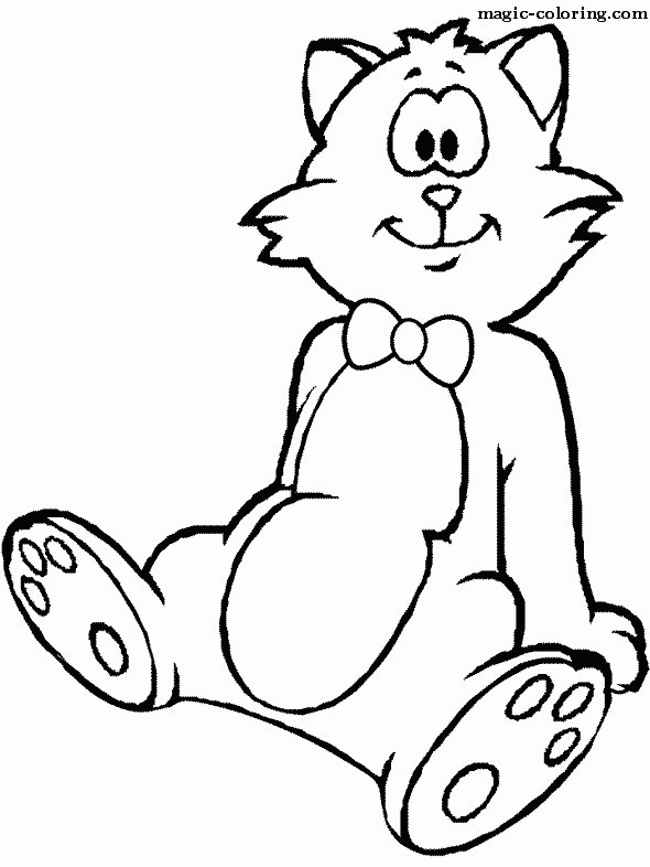 Sitting and Smiling Cartoon cat with bow