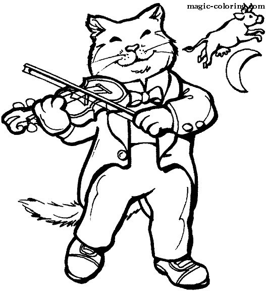 Violin Playing Cartoon cat with bow